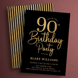 Invitación Oro Negro 90 Cumpleaños