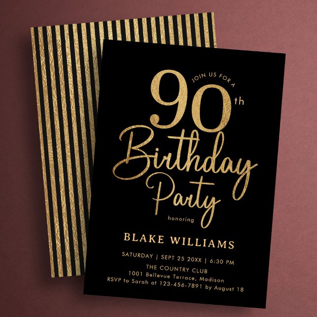 Invitación Oro Negro 90 Cumpleaños (Subido por el creador)