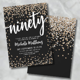 Invitación Oro Negro 90 cumpleaños