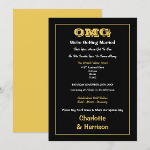 Invitación Oro Negro Boda Informal