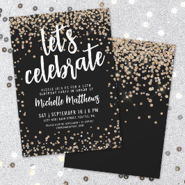 Invitación Oro Negro Brillo Cumpleaños 50