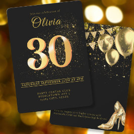 Invitación Oro Negro celebrando en Glam 30 cumpleaños