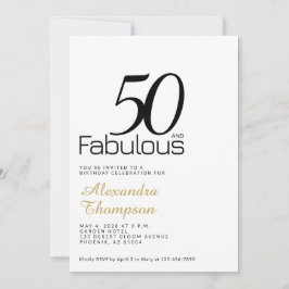 Invitación Oro Negro Cincuenta y Fabuloso Cumpleaños Número 5