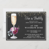 Oro negro de vidrio de champán víspera de Año Nuev