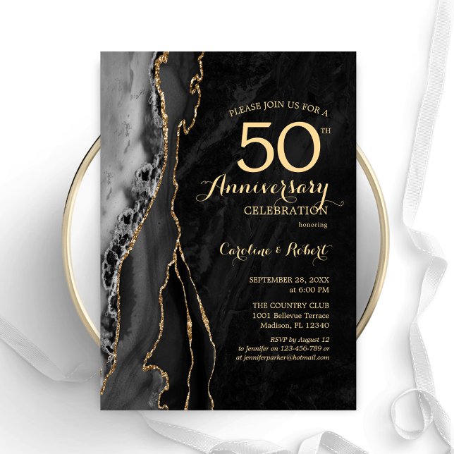 Invitación Oro Negro Elegante 50 Aniversario (Subido por el creador)
