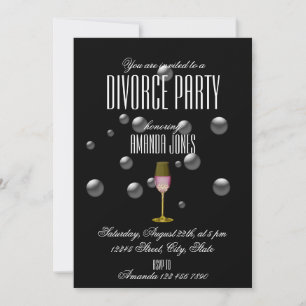 Invitación Oro negro elegante champán fiesta de divorcio