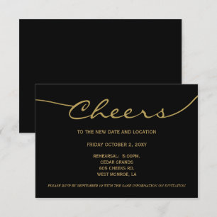 Invitación oro negro Elegante fecha de cambio de guión
