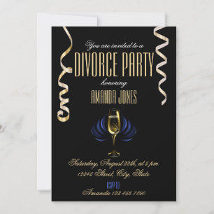 Invitación Oro negro elegante fiesta de divorcio champán