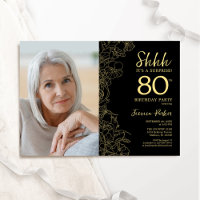 Oro Negro Elegante foto sorpresa 80 cumpleaños