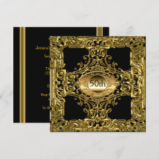 Invitación Oro Negro Fiesta de Cumpleaños Lujo