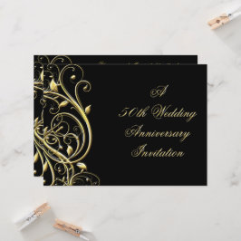 Invitación Oro Negro Florece 50 Aniversario
