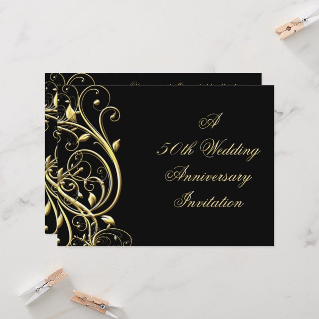 Invitación Oro Negro Florece 50 Aniversario (Anverso/Reverso In Situ)