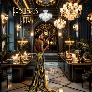 Invitación Oro Negro Habitación Fabulosa Art déco Mujer Étnic