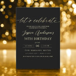 Invitación Oro Negro minimalista 50 cumpleaños<br><div class="desc">¡Celebra haber cumplido 50 con estilo con una invitación Minimalista de cumpleaños Black y Gold! Con elegantes acentos en negro y oro, elegante tipografía de guiones y un diseño limpio y moderno, esta invitación marca el tono para una sofisticada celebración. Ideal para cualquier tipo de evento, desde salones de moda...</div>