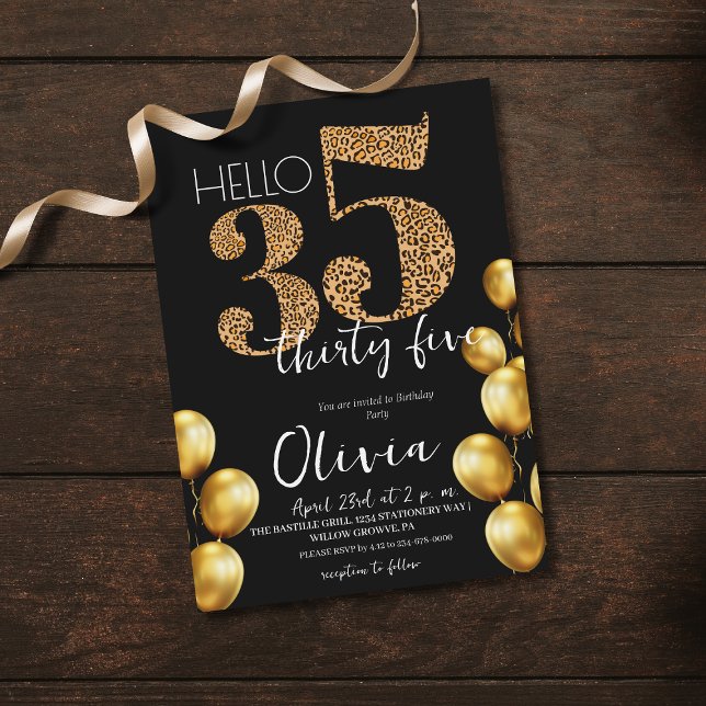 Invitación Oro negro moderno Treinta y cinco cumpleaños númer (Subido por el creador)