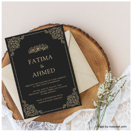 Invitación Oro negro Nikah Boda musulmán islámico