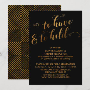 Invitación Oro Negro Tendrá Evento Post-Boda "Tener y Mantene
