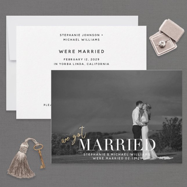 Invitación Oro negro y blanco con la foto casada (Subido por el creador)