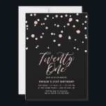 Invitación Oro negro y Rosa 21 Fiesta de cumpleaños I<br><div class="desc">Celebra tu día especial con esta invitación mínima de cumpleaños 21. Este diseño cuenta con un elegante guión de letras "Twenty One" con un confeti en forma de hexágono con una combinación en color oro negro y rosa. Hay más diseños disponibles en mi tienda BaraBomDesign.</div>