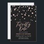 Invitación Oro negro y Rosa 21 Fiesta de cumpleaños I<br><div class="desc">Celebra tu día especial con esta invitación mínima de cumpleaños 21. Este diseño cuenta con un elegante guión de letras "Twenty One" con un confeti en forma de hexágono con una combinación en color oro negro y rosa. Hay más diseños disponibles en mi tienda BaraBomDesign.</div>