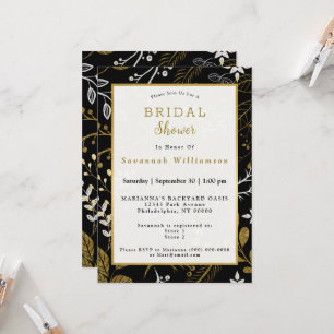 Invitación Oro nórdico blanco deja ducha de novia