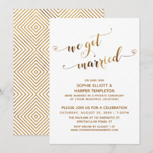 Invitación Oro Nos Casamos Celebración Post-Boda