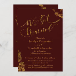 Invitación Oro Nos Casamos con Botánicos, Burdeos