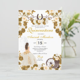 Invitación Oro Occidental Marfil Charro Vaquera Quinceañera