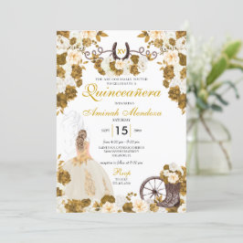 Invitación Oro Oeste Ivory Charro Cowgirl Quinceañera