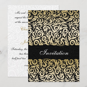 Invitación Oro oscuro y Boda de la frontera de Swiling negro