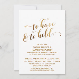 Invitación Oro Para Tener y Para Mantener Celebración Después