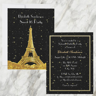 Invitación Oro París Francia Silueta #2 Bk Estrellado Dulce 1