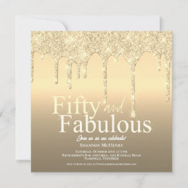 Invitación Oro purpurina Cincuenta y Fabuloso Cumpleaños