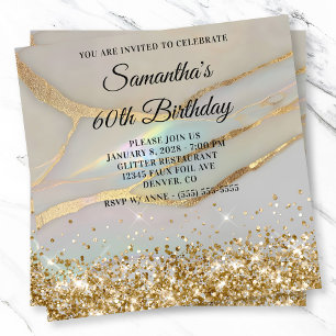 Invitación Oro Purpurinoso Marcado Opal 60 cumpleaños