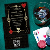 Oro QR Art Déco Casino Vegas Póquer Boda años 20