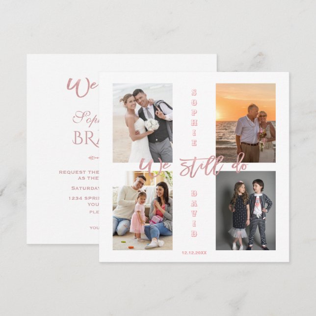 Invitación Oro que aún renovamos el Collage de fotos de los v (Anverso / Reverso)