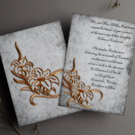 Invitación Oro quemado en Boda gris antiguo
