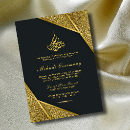 Invitación Oro Real y Rústico Mehandi Islámico de Lujo Elegan
