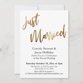 Invitación Oro Recién Casados Bokeh Fondo Negro Recepción