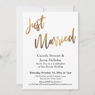 Invitación Oro Recién Casados Bokeh Fondo Negro Recepción