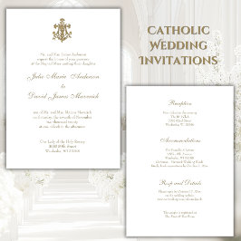 Invitación Oro religioso católico María Boda