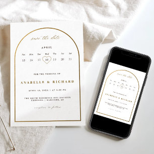 Invitación oro rico bohemio salve el calendario de fechas