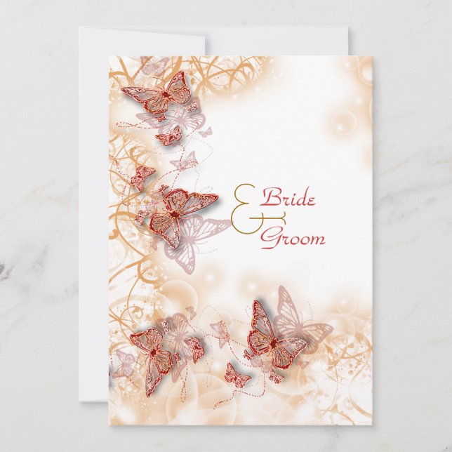 Invitación Oro rojo de aniversario de compromiso de boda (Anverso)