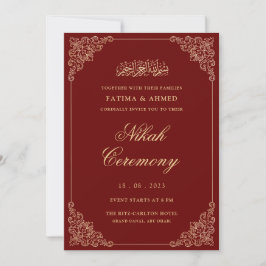Invitación Oro rojo Nikkah Boda musulmán islámico
