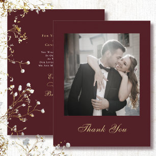 Invitación Oro Rojo Oscuro Blanco Gracias Boda Escritura 