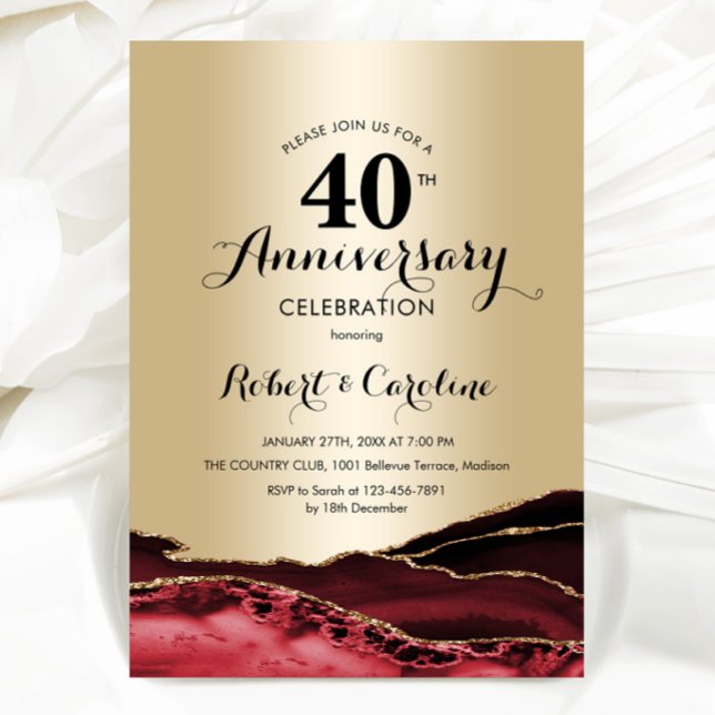 Invitación Oro Rojo Rubí 40 Aniversario (Subido por el creador)