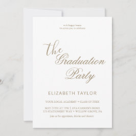 Invitación Oro Romántico Caligrafía Celebración de Graduación