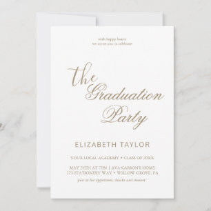 Invitación Oro Romántico Caligrafía Celebración de Graduación