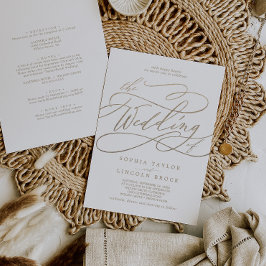 Invitación Oro Romántico Caligrafía Todo En Uno Boda