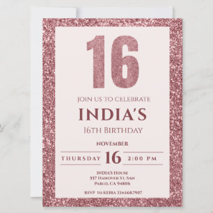 Invitación oro rosa 16 años
